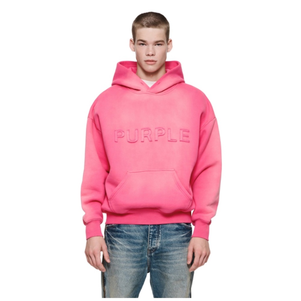 COPY - Purple Brand Cutout Wordmark Pink Oversized Hoodie